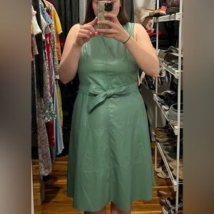 Simply Vera Vera Wang Sage Green Faux Leather Fit-and-Flare Dress